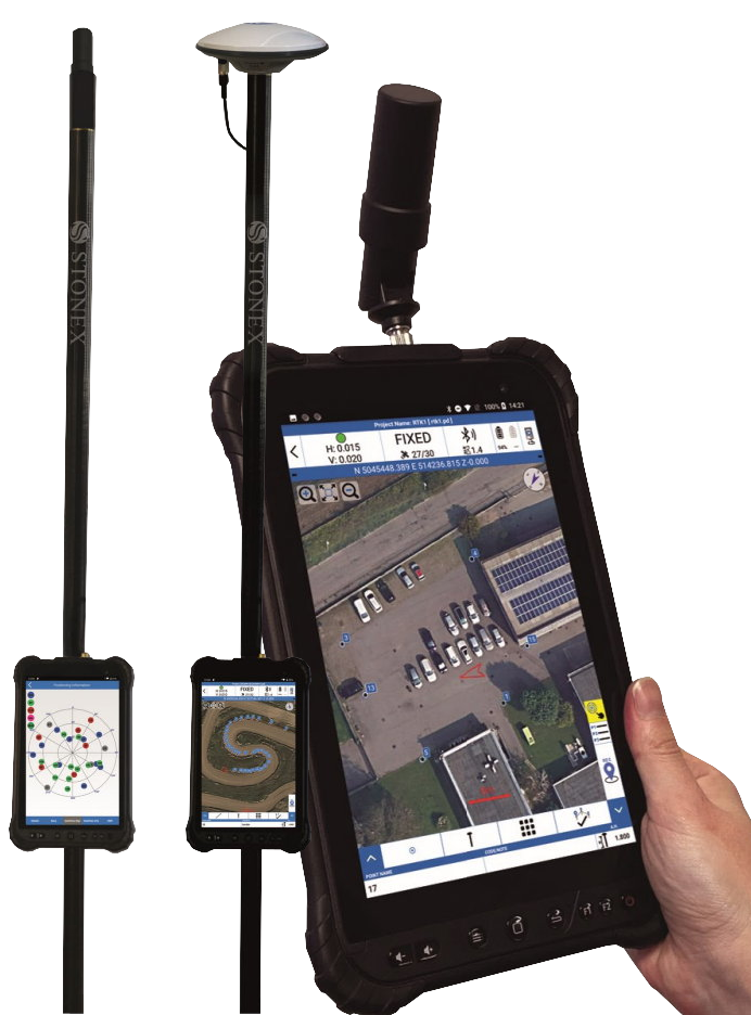 Odbiornik GPS Stonex S70G z pancernym tabletem, tyczką oraz dodatkową anteną GNSS